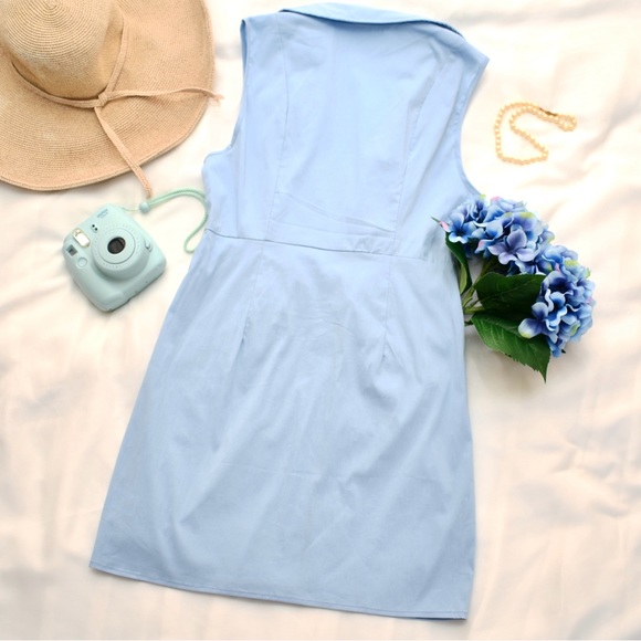 V-Neck Poplin Sleeveless Dress with Bow - Picture 4 of 4
